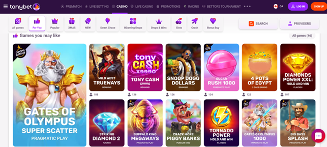 TonyBet: Casino and Sports